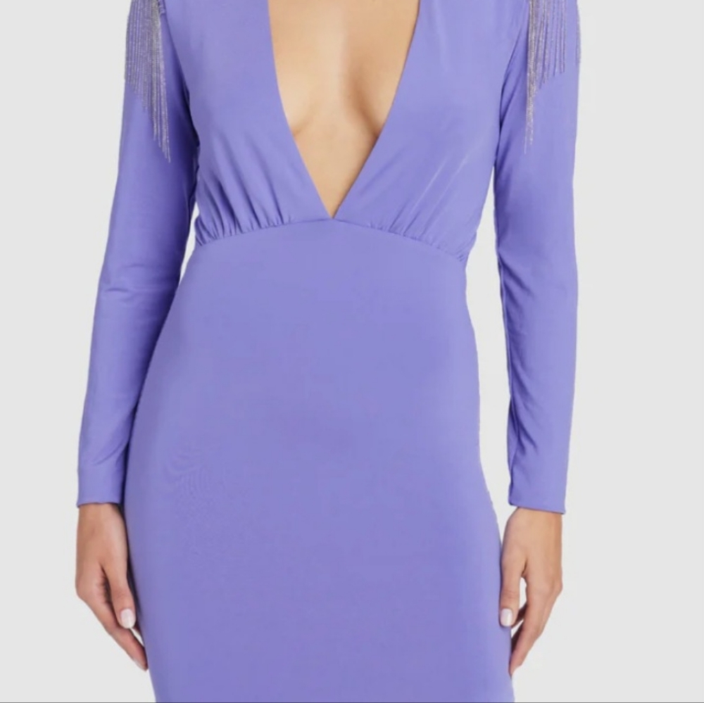 Fringe v-neck bodycon dress